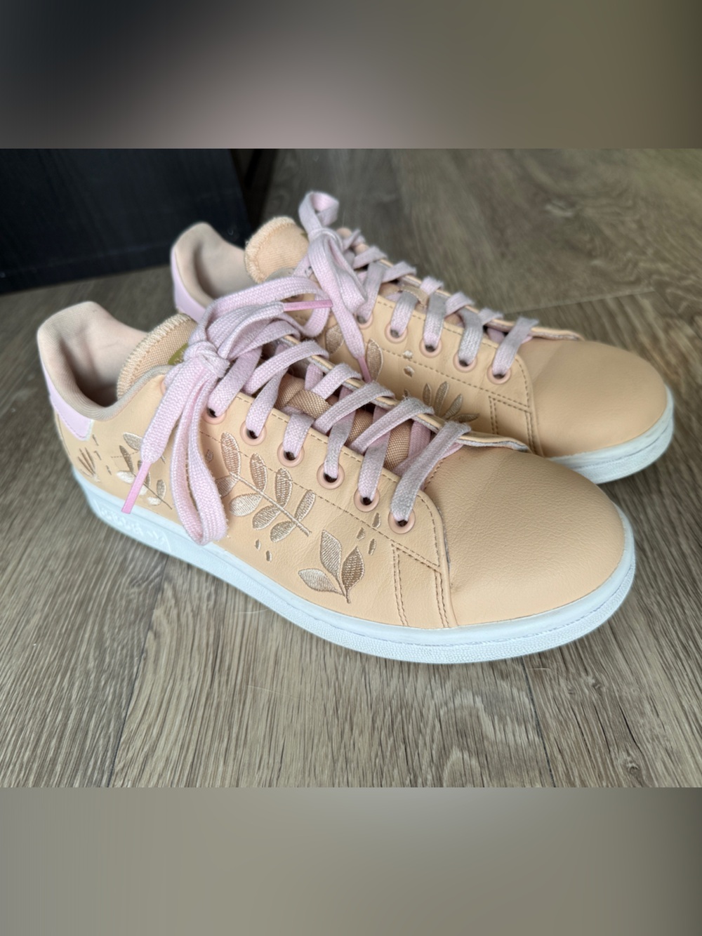 adidas Pink and Blush Floral Leather Sneakers